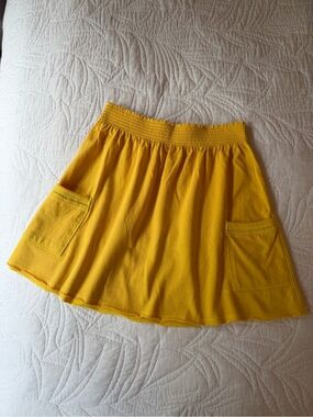 Mossimo Supply Co. Bright Yellow Elastic-Waist Skater Skirt with Pockets